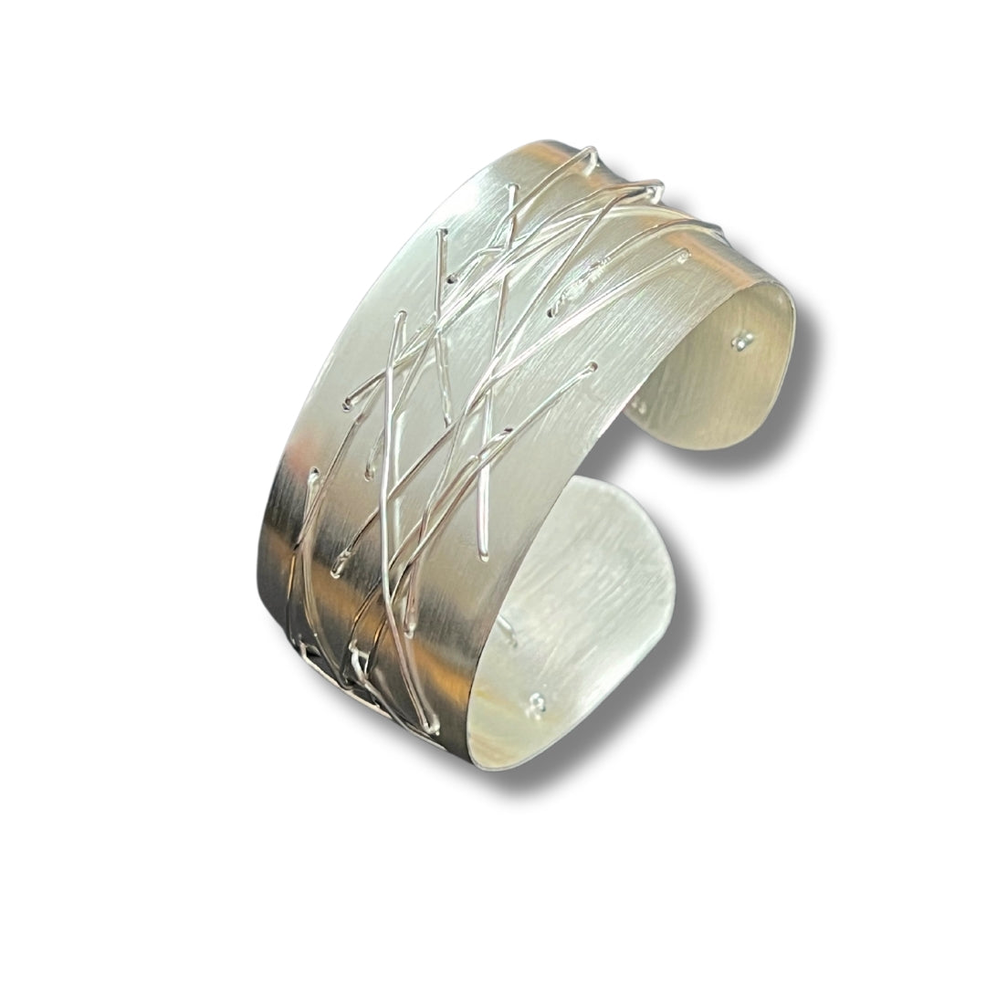 Bright Silver Freeform Cuff Bracelet