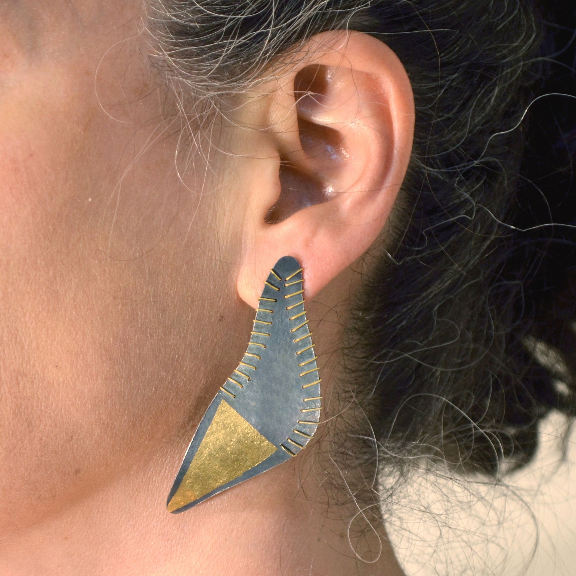 Suzanne Schwartz Jewelry Stitched Edge Earrings