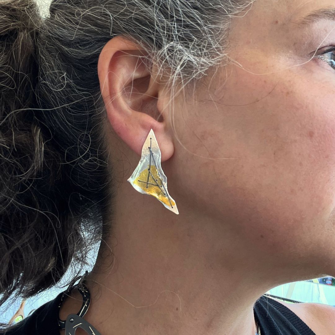 Jigsaw Large Triangular Melt Earrings