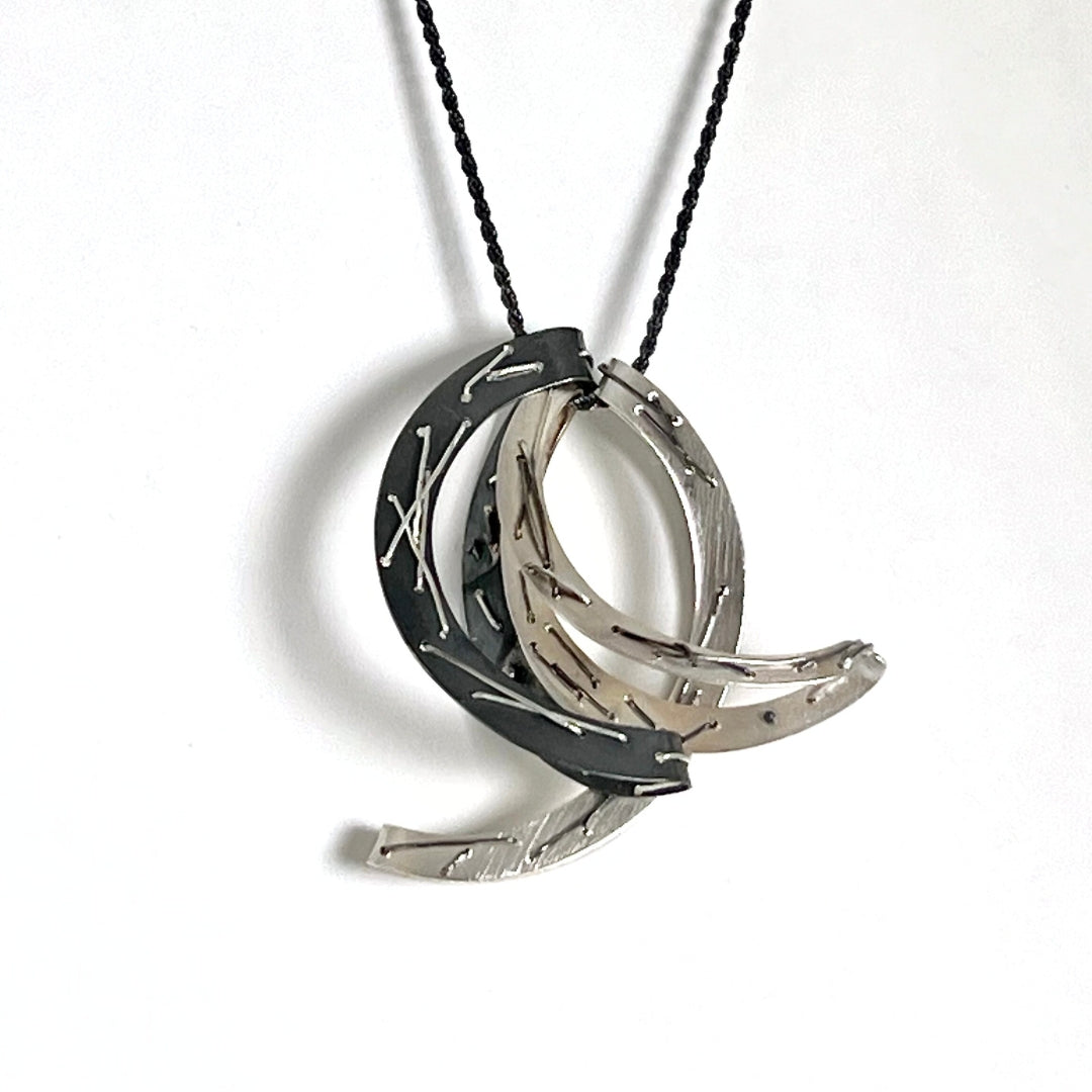 Stitched Arc Pendant Necklace