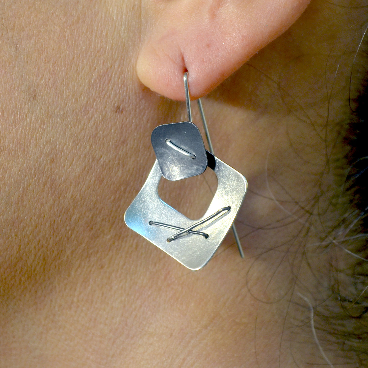 Two Square Layered Earrings