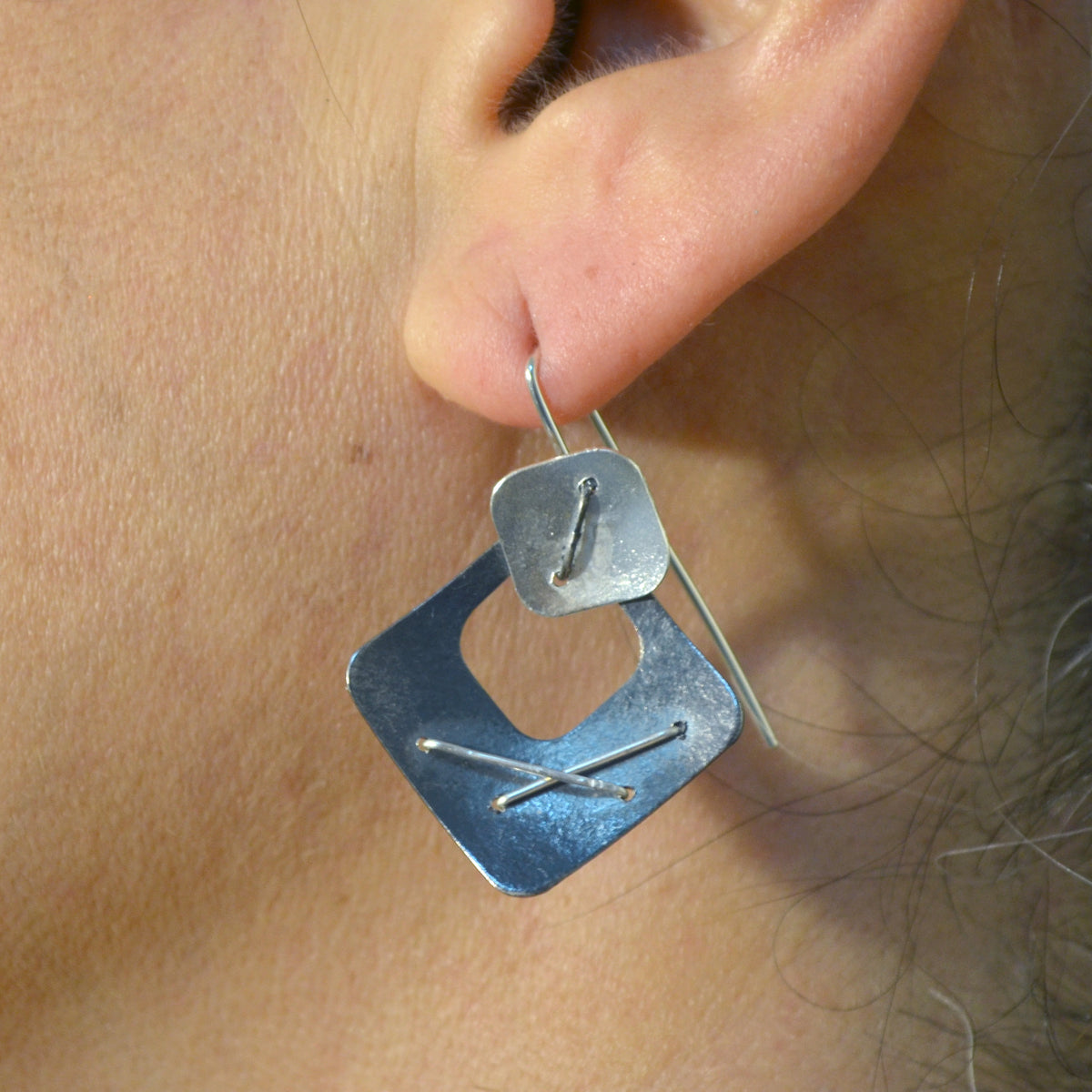 Two Square Layered Earrings