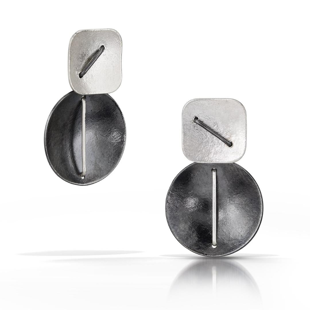 Suzanne Schwartz Circle and Square Earrings