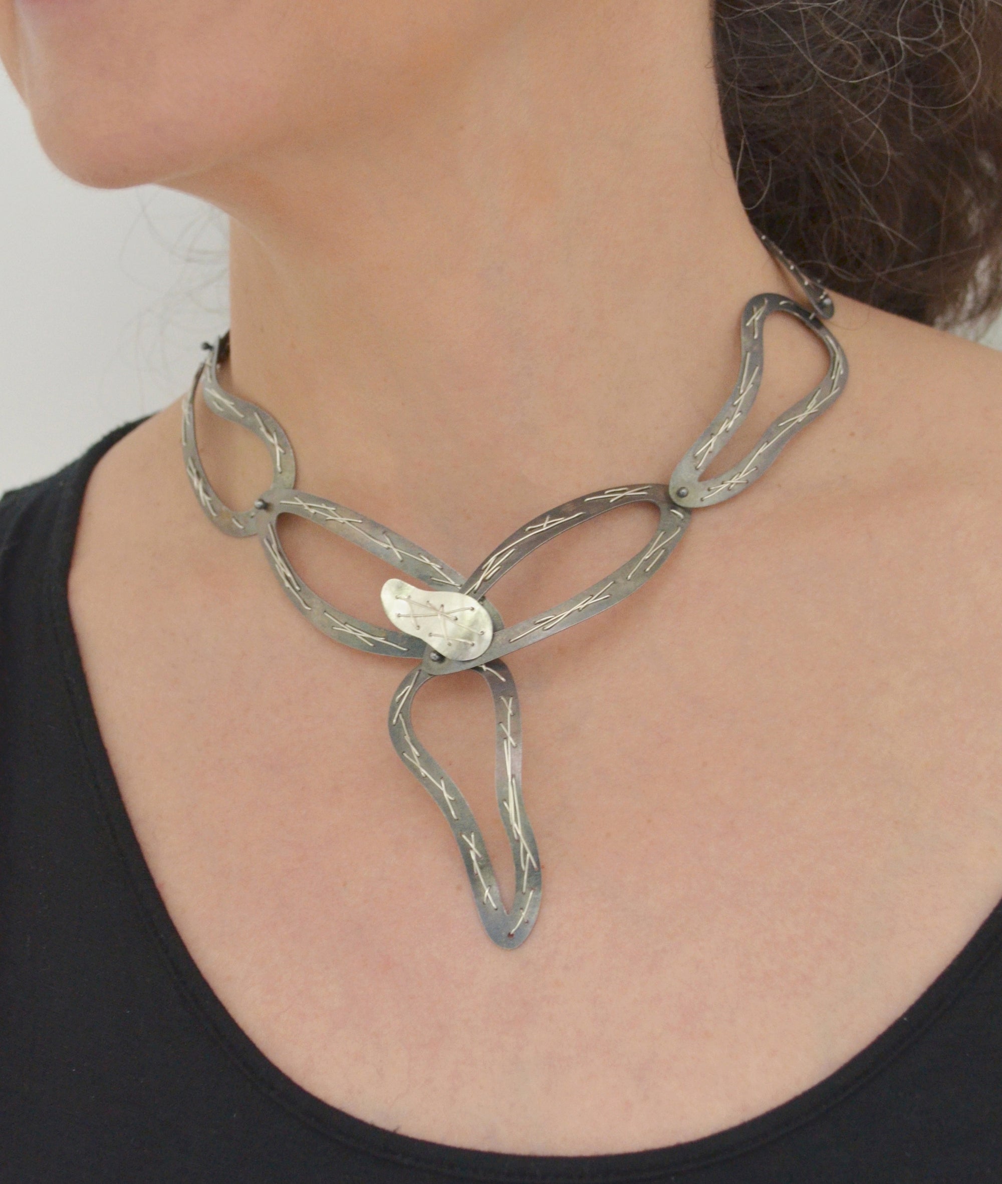 Suzanne Schwartz wearing Stitched Necklace