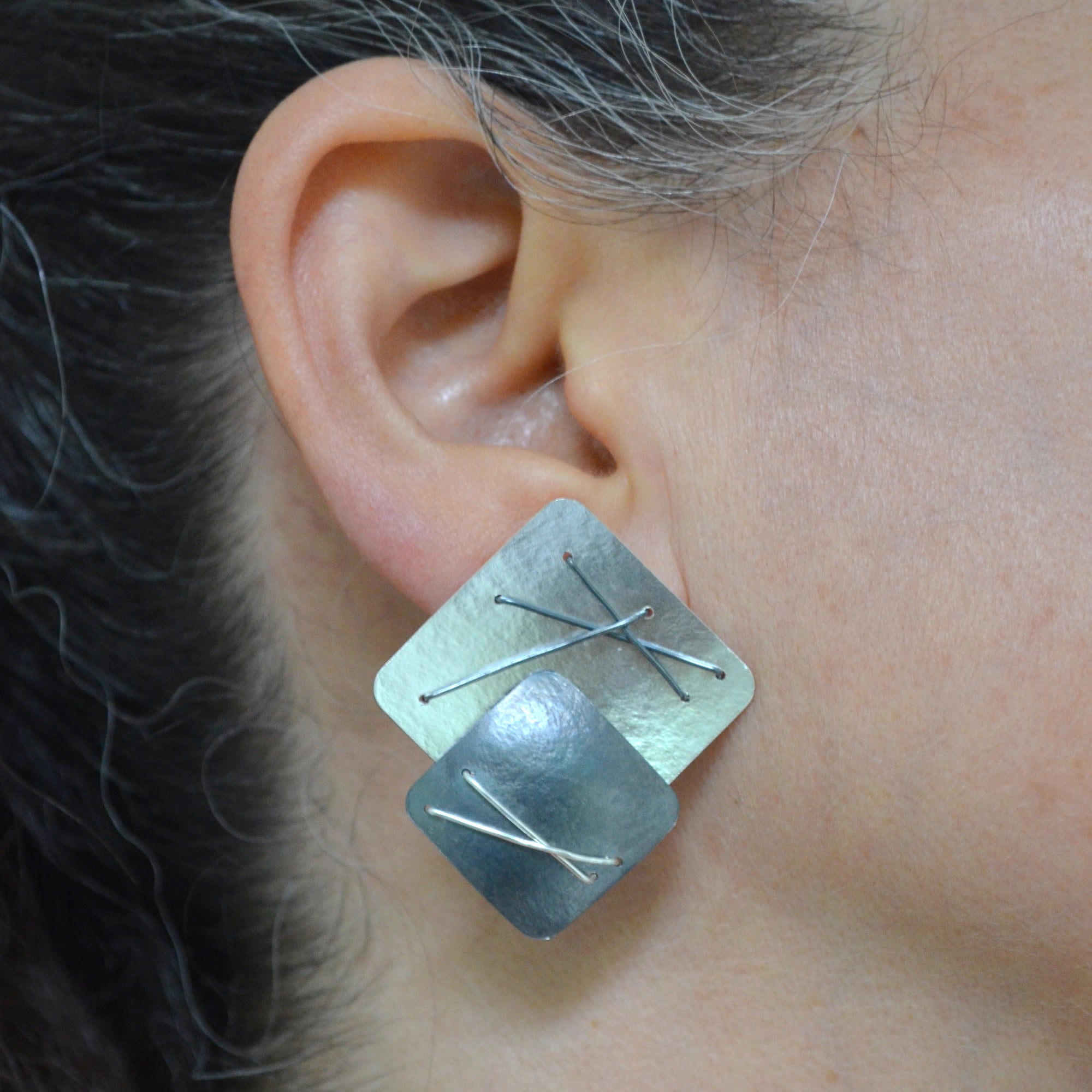 Suzanne Schwartz Double Diamond Layered Earrings