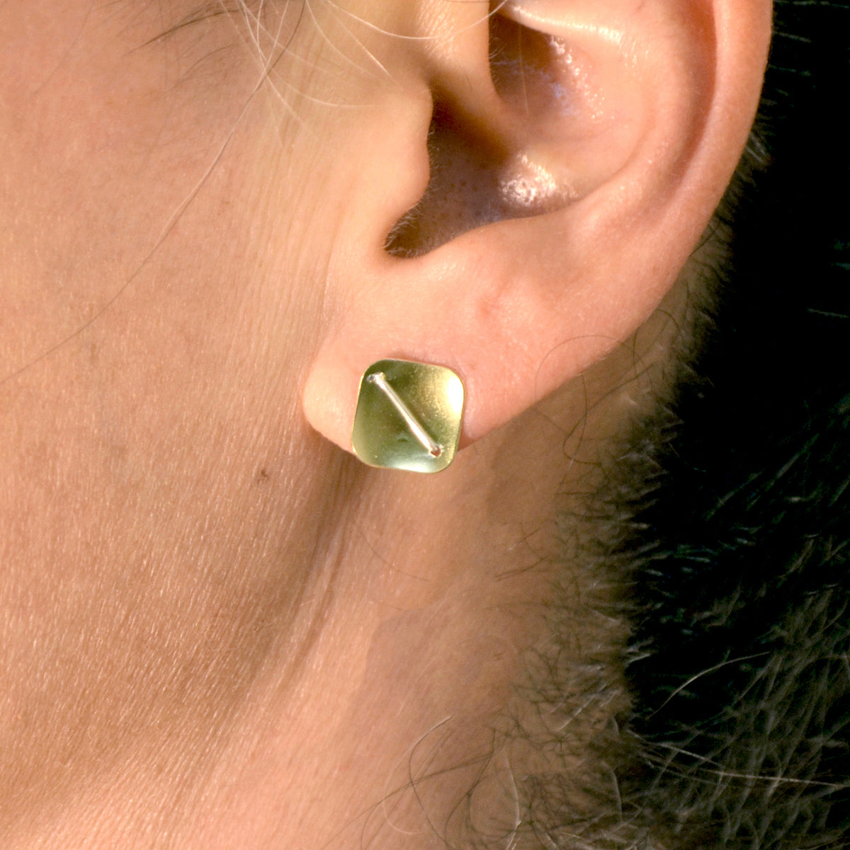 Suzanne Schwartz wearing Square Earring Studs