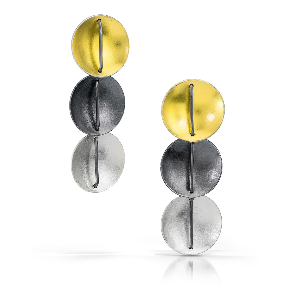 Suzanne Schwartz Tri Color Circle Earring