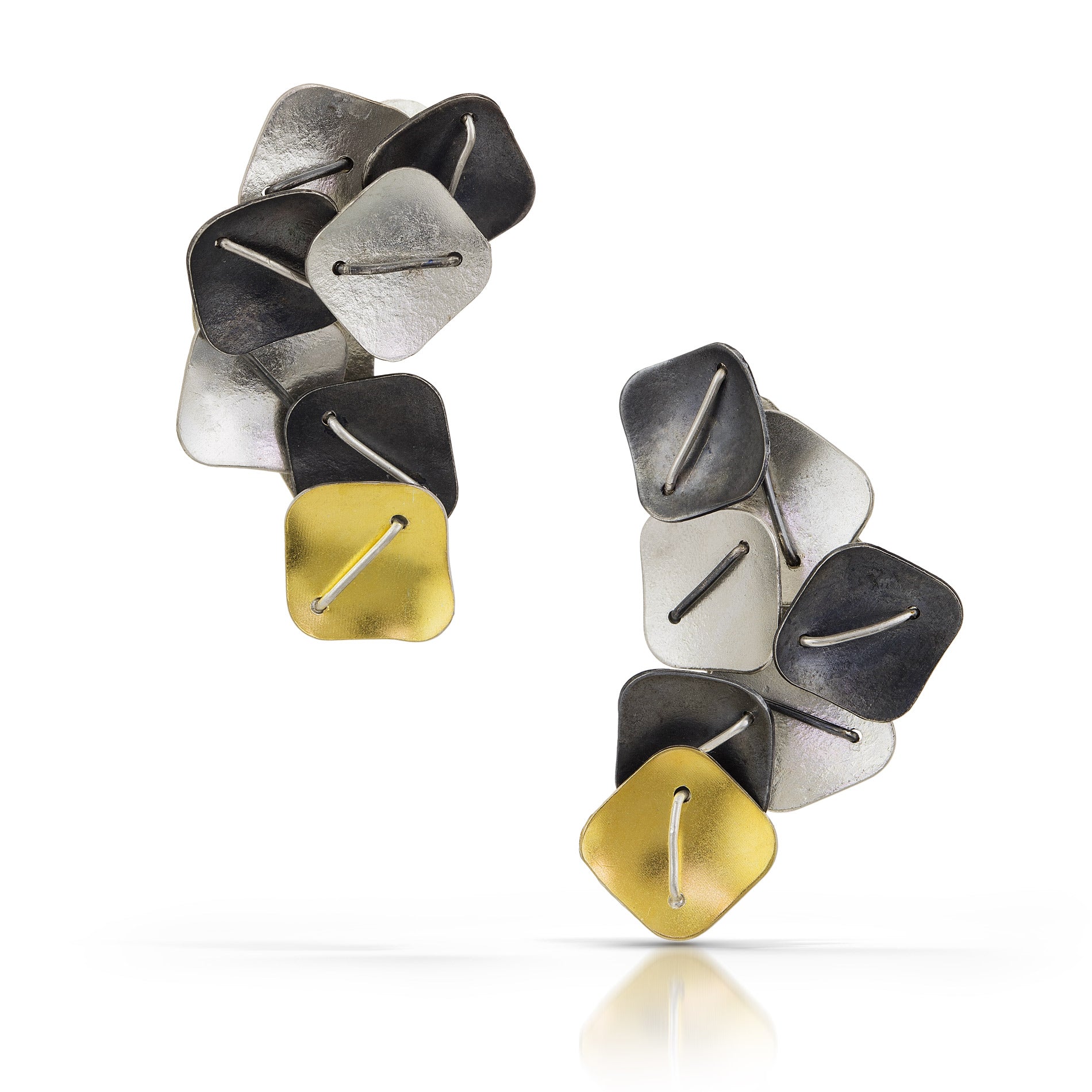 Suzanne Schwartz Cluster Black and White Earring with 22k accent