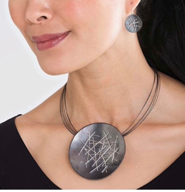 Model wearing Suzanne Schwartz Freeform Pendant Necklace