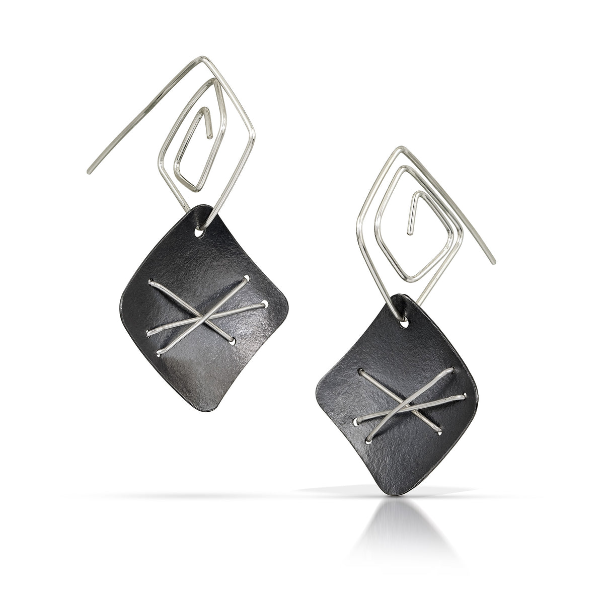 Suzanne Schwartz  Three Stitch Hanging Layered Earrings