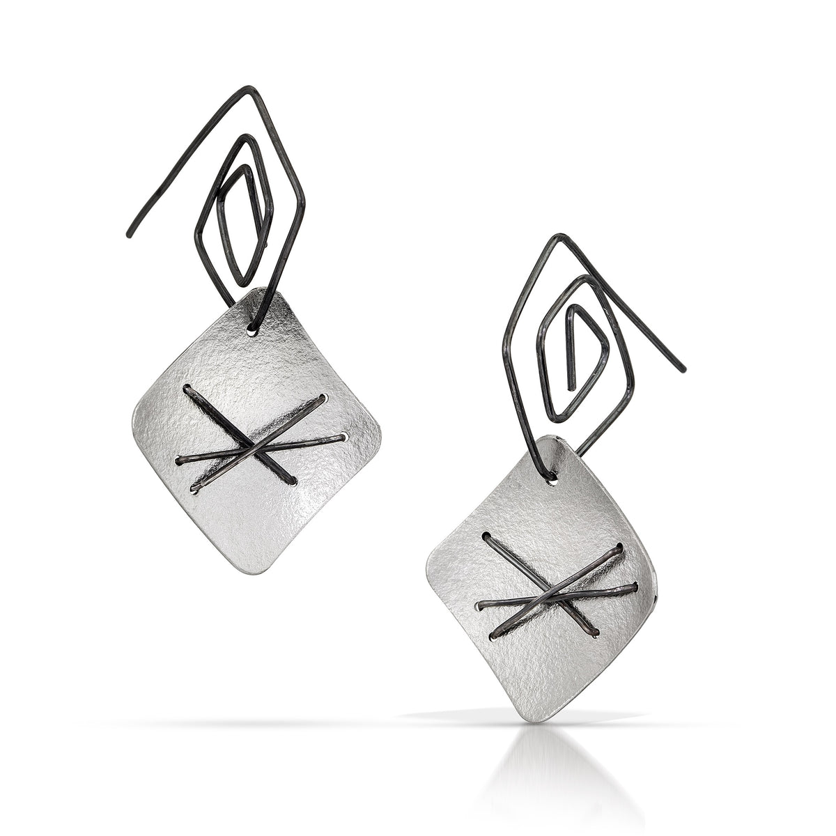 Suzanne Schwartz  Three Stitch Hanging Layered Earrings