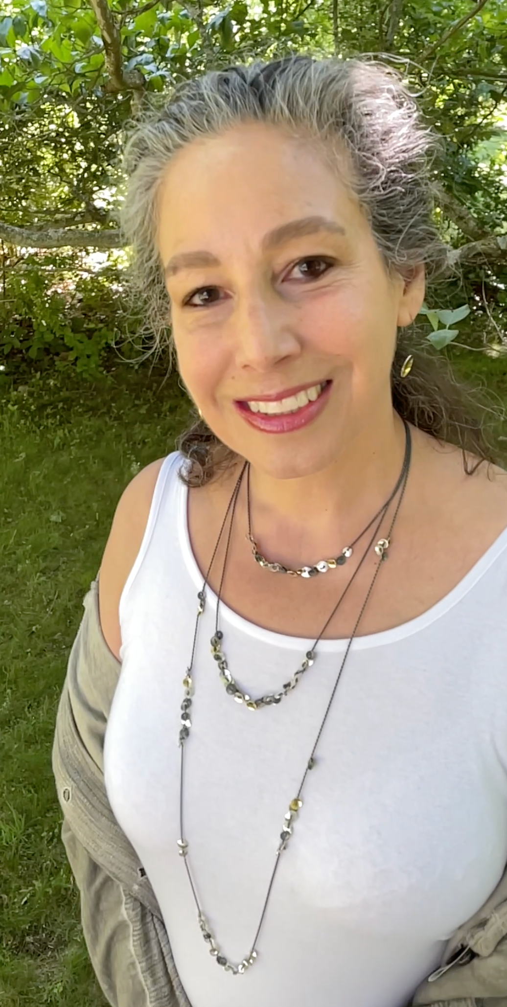Suzanne Schwartz Wearing Lichen Lace Short Necklace