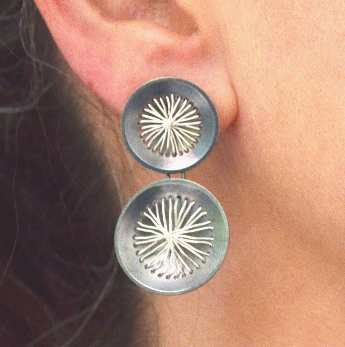 Suzanne Schwartz Double Sewn 22k Circle Earrings