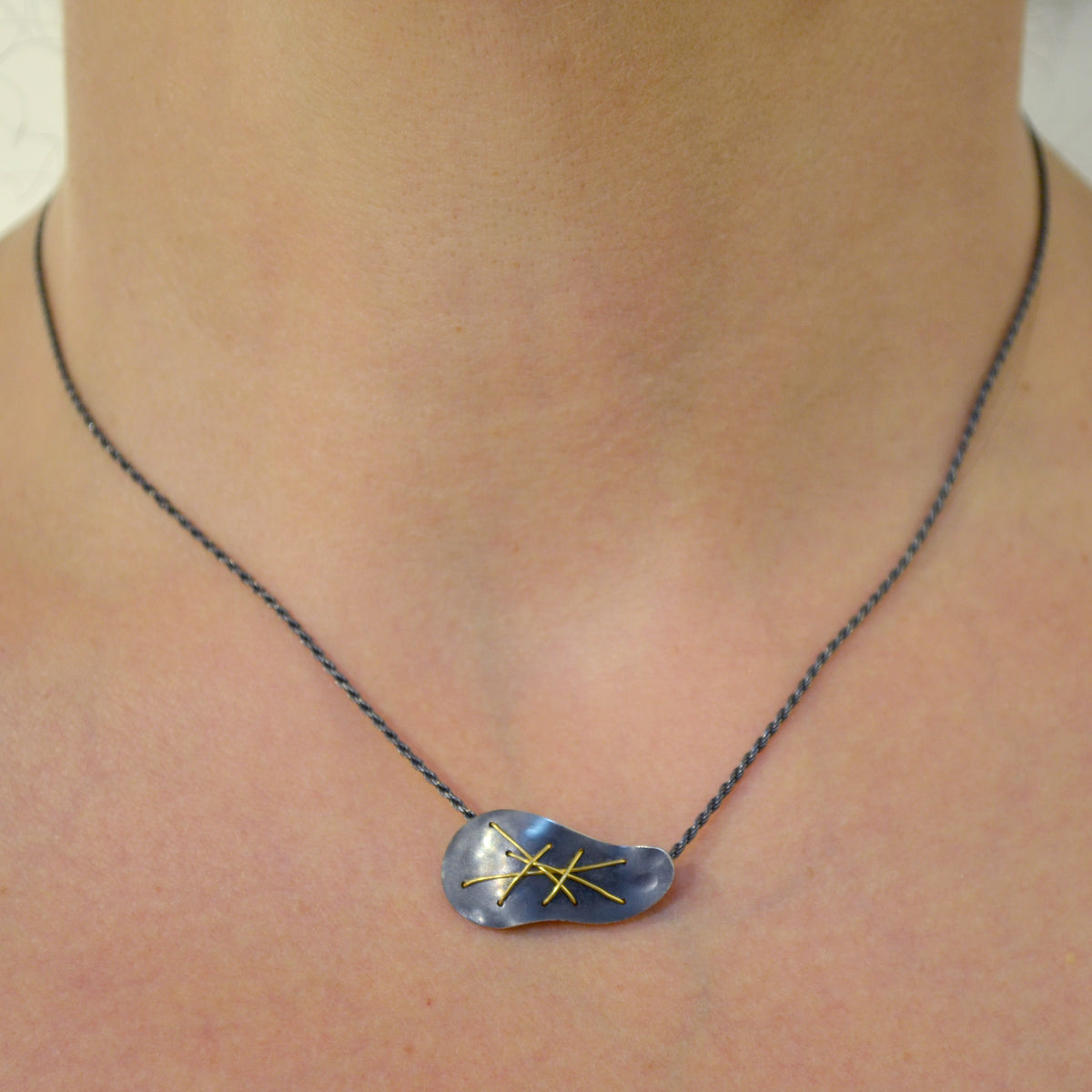 Suzanne Schwartz Single Cascade Necklace pendant on chain - horizontal